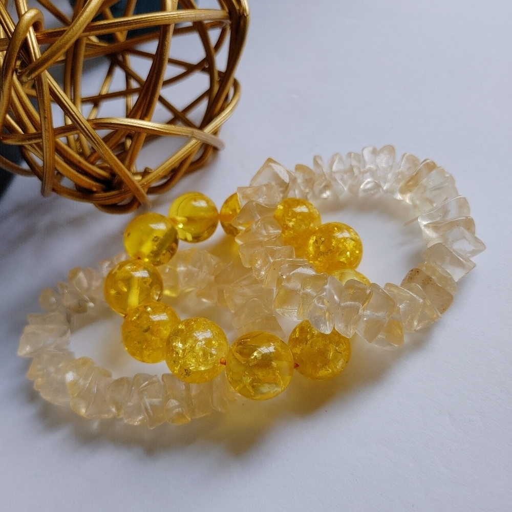 Set of 3 Chunky Acrylic Yellow Bracelets